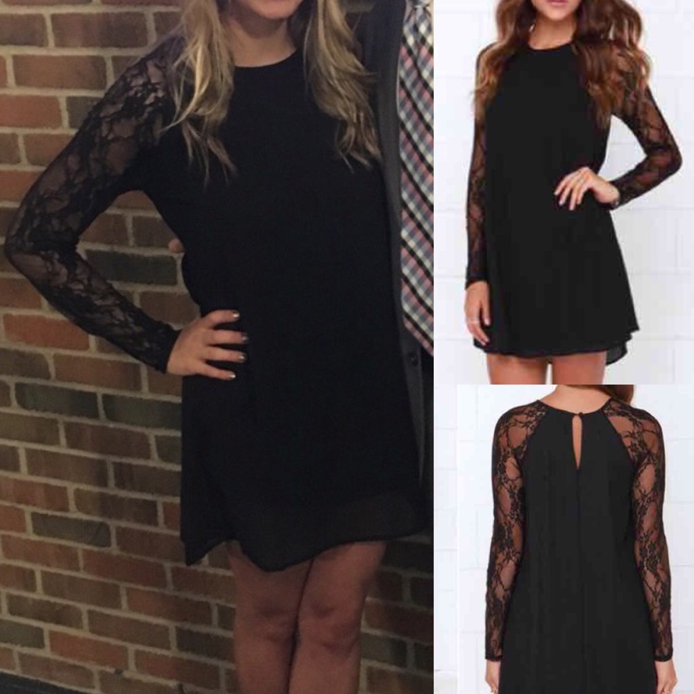 black lace shift dress